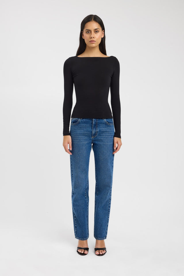 front Jordie Boat Long Sleeve Top Kookai Fitted Boatneck Long sleeve Womens-Blouse 