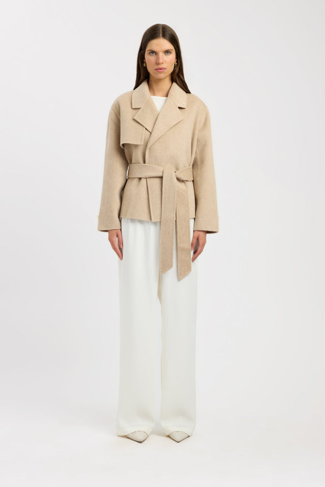 front Rommie Cropped Wool Jacket Kookai Long sleeve Overcoat Short womens-coats-and-jackets 