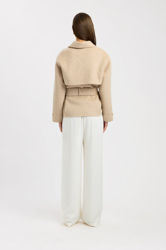 back Rommie Cropped Wool Jacket Kookai Long sleeve Overcoat Short womens-coats-and-jackets 