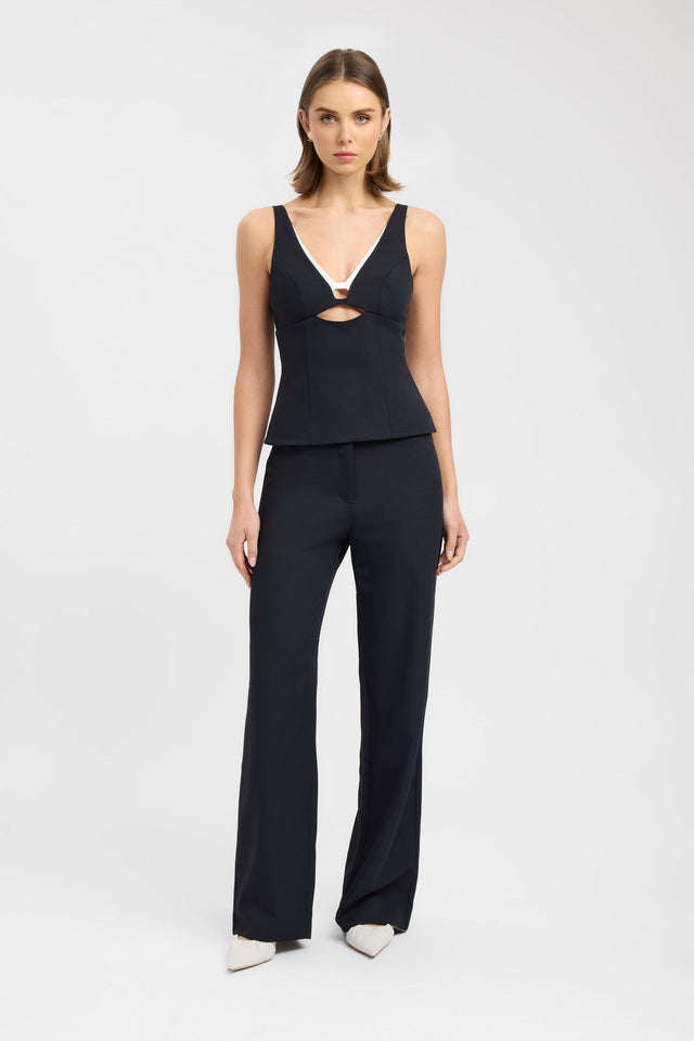 front Ariel Double Bra Top Kookai Fitted V-neck Sleeveless Womens-Blouse 