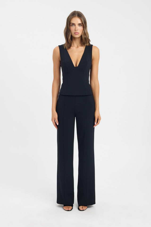 Alto Sculpted Top Kookai Fitted Plungeneck Sleeveless Womens-Blouse 