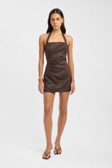 Palm Halter Mini Dress