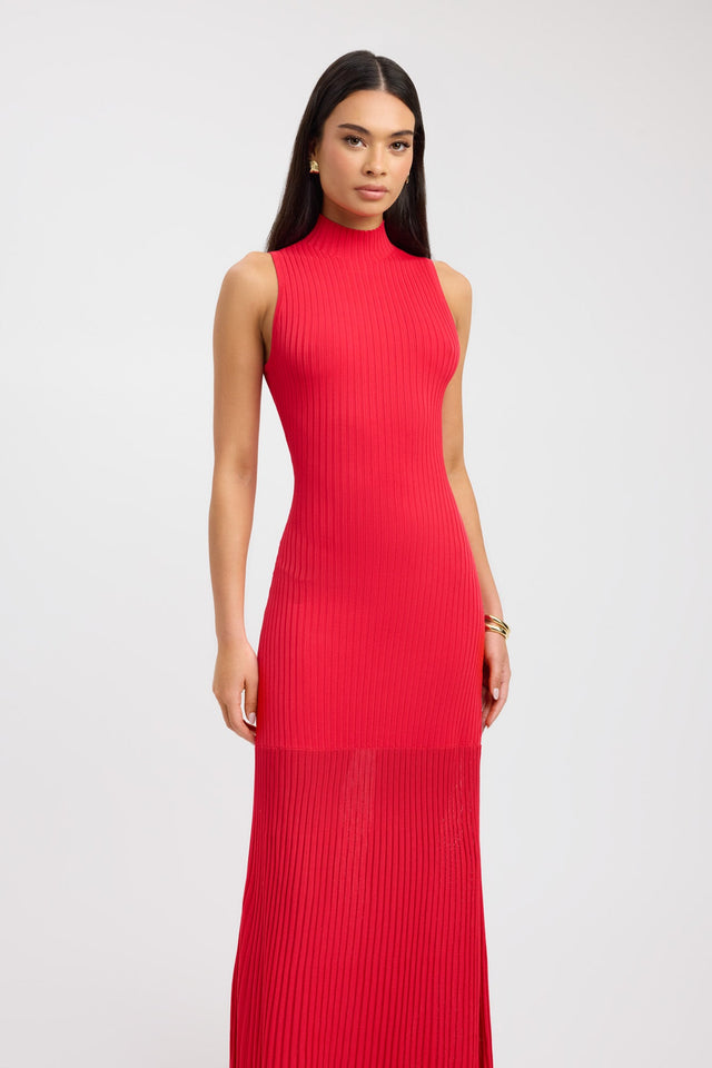 front Manhattan Maxi Dress Kookai Bodycon Maxi Fitted Highneck womens-dresses 